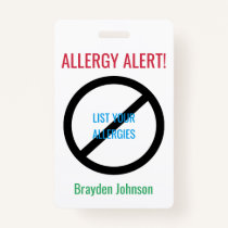 Personalized Food Allergy Alert Kids Medical Alert Badge
