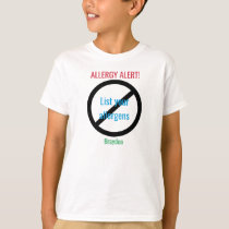 Personalized Food Allergy Alert Kids NO Symbol T-Shirt