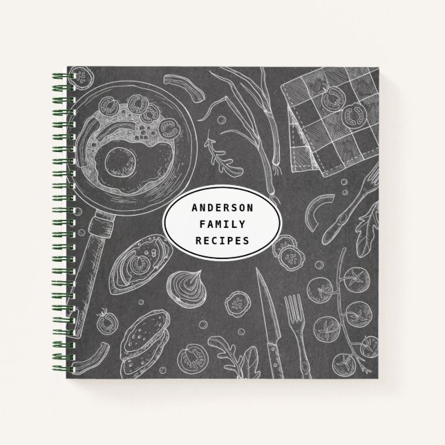 Personalized Food Drawing Recipe Notebook (Front)