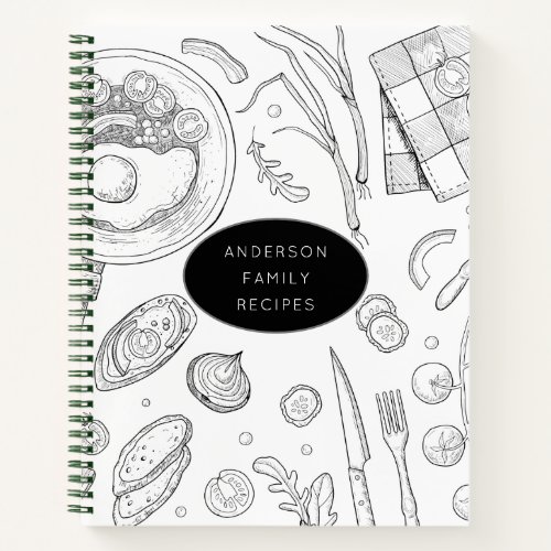 Personalized Food Drawing Recipe Notebook