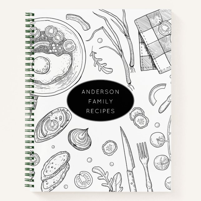 Personalized Food Drawing Recipe Notebook (Front)