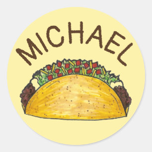 Personalized Foodie Taco Mexican Food Classic Round Sticker