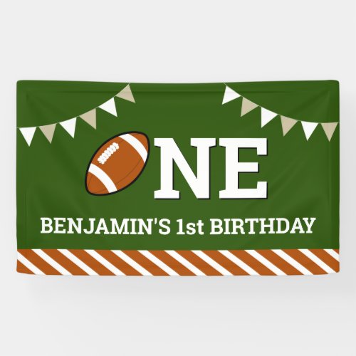 Personalized Football 1st Birthday Party Banner