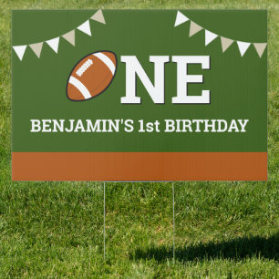Personalized Football 1st Birthday Party Sign