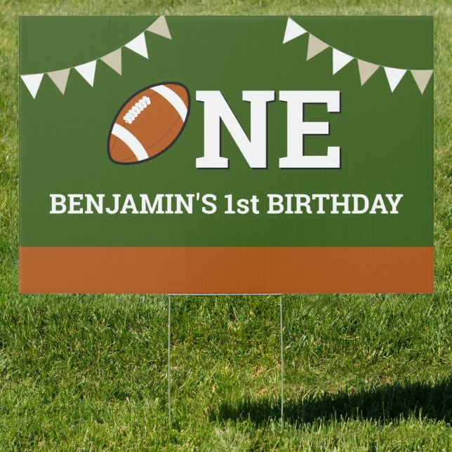 Personalized Football 1st Birthday Party Sign (Insitu)