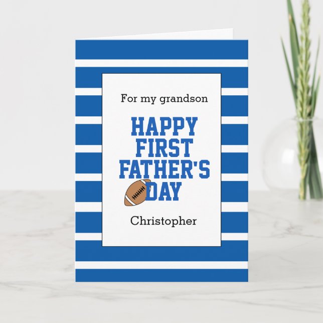 Personalized Football 1st Father's Day Grandson Card (Front)