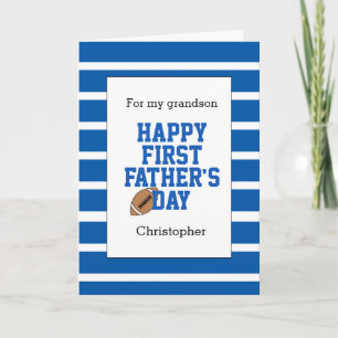 Personalized Football 1st Father's Day Grandson Card