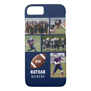 Personalized Football 5 Photo Collage Name Team # Iphone 8/7 Case by colorfulgalshop at Zazzle