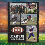 Personalized Football 5 Photo Collage Name # Team Fleece Blanket<br><div class="desc">This personalized custom football fleece blanket features your 5 photos, player's name, jersey number and team name. Personalize with action shots, a team photo, etc. Easily change the background color to match your team's colors - just click "customize it" and then the small eye dropper. The perfect photo collage to...</div>