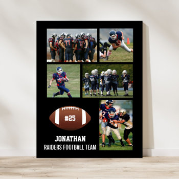 Personalized Football 5 Photo Collage Name Team # Poster by colorfulgalshop at Zazzle