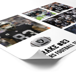 Personalized Football 5 Photo Collage Name Team Poster