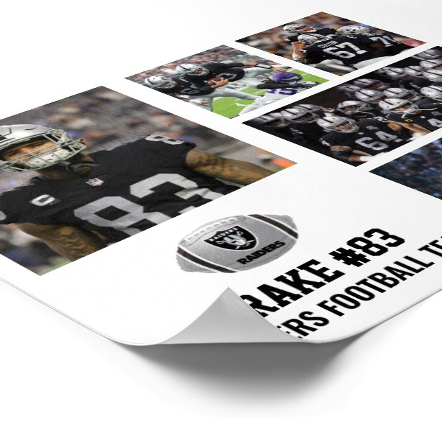 Personalized Football 5 Photo Collage Name Team Poster (Corner)
