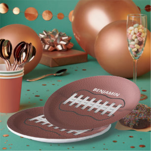 Personalized Football 9" Round Paper Plates
