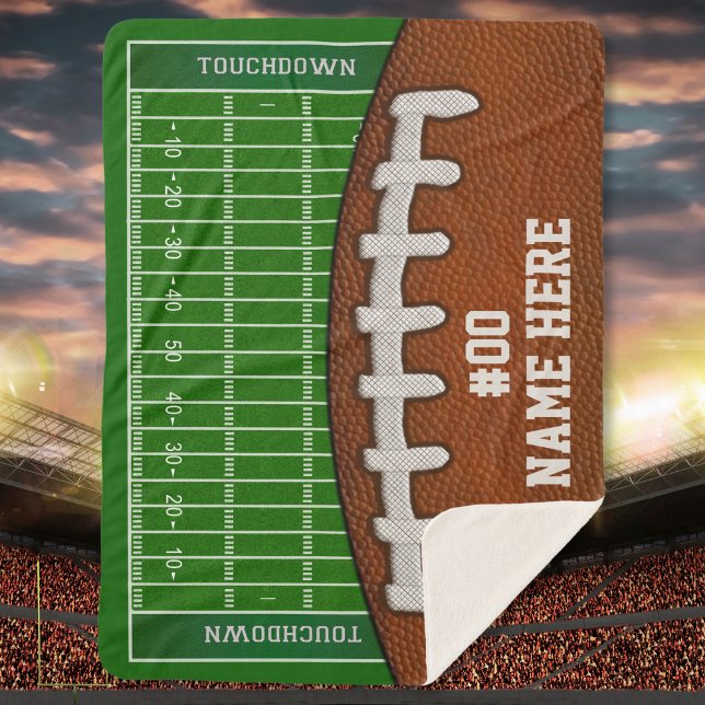 Personalized Football and Football Field Blanket (Football senior night gifts. Football bedroom decor. Best Football Gifts. Football Senior Night. )