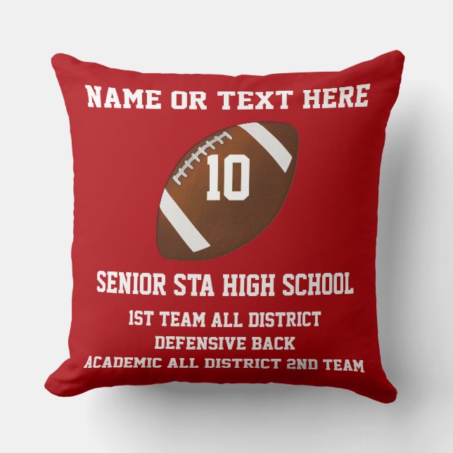 Personalized Football Award Pillow with YOUR TEXT (Front)