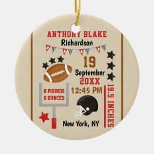 Personalized Football Baby Boy Birth Stats Photo Ceramic Ornament