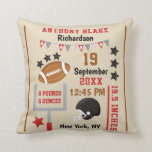 Personalized Football Baby Boy Birth Stats Record Throw Pillow<br><div class="desc">Personalized Football Baby Boy Birth Stats Record With Stars Custom text, Personalized name, and information! For football lovers, future athletes. Fun sports design Perfect for Welcome new Baby Gift - monogram birth stats pillow! Customize it by adding your info! First, last, middle name, date, time, weight, height, location! ~ Check...</div>