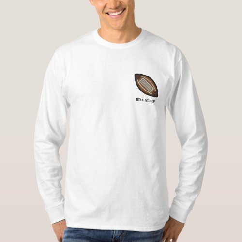 Personalized Football Ball Embroidered Long Sleeve T_Shirt