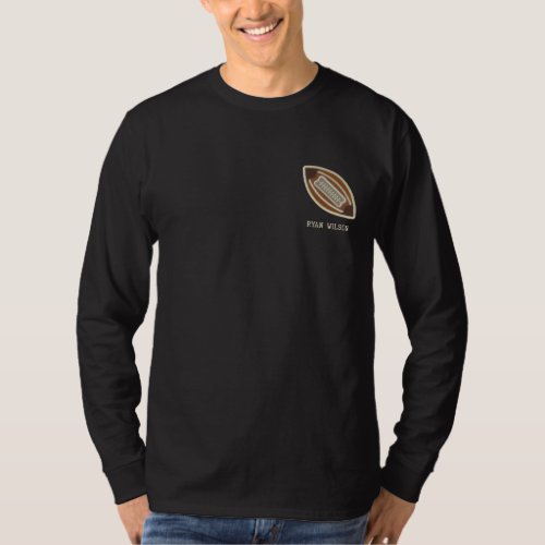 Personalized Football Ball Embroidered Long Sleeve T_Shirt