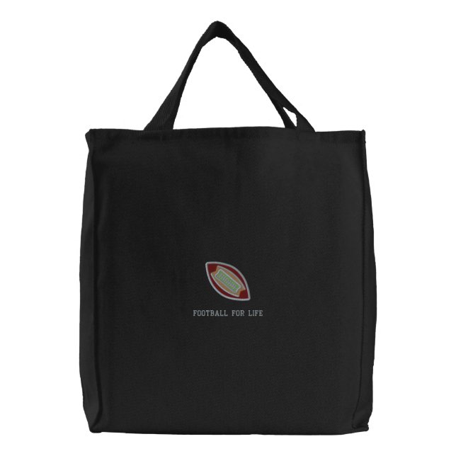 Personalized Football Ball Embroidered Tote Bag (Front)