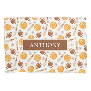Personalized Football Basketball Baseball Boys Pillow Case