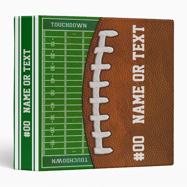 Personalized Football Binder, Cool Football Field 3 Ring Binder (Front/Spine)