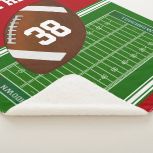 Personalized Football Blanket Red, Any Color, Text