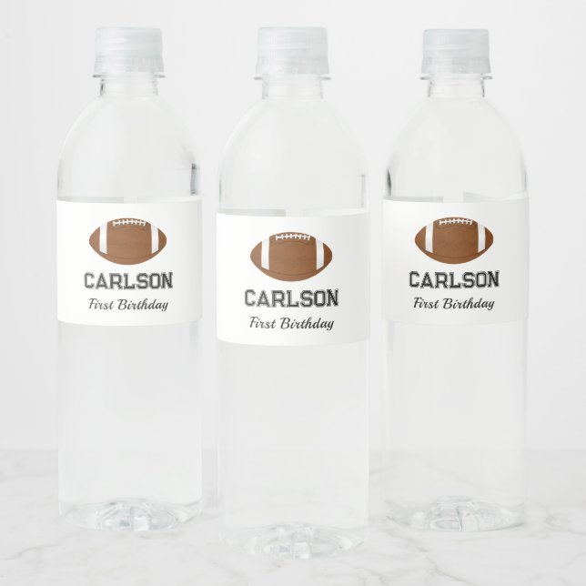 Personalized Football Boy Birthday Party Water Bottle Label (Bottles)