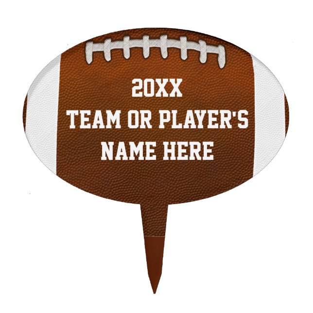 Personalized Football Cake Toppers with YOUR TEXT (Front)