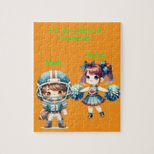 Personalized Football & Cheerleader Jigsaw Puzzle (Vertical)