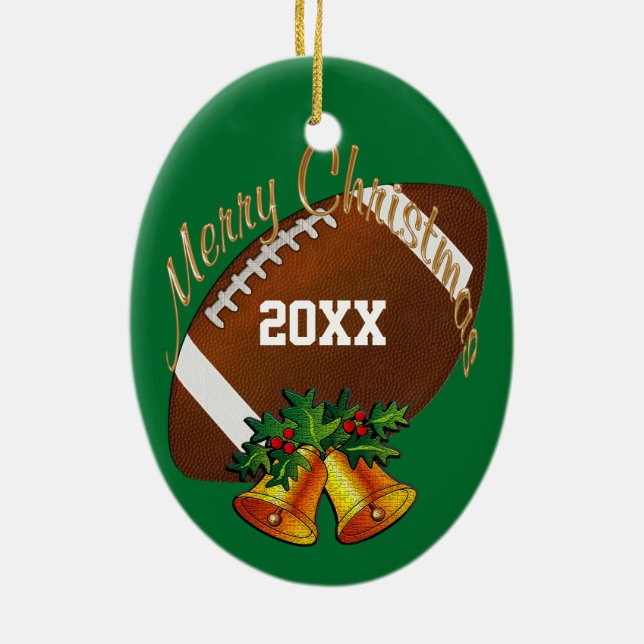 Personalized Football Christmas Ornament YOUR TEXT (Back)