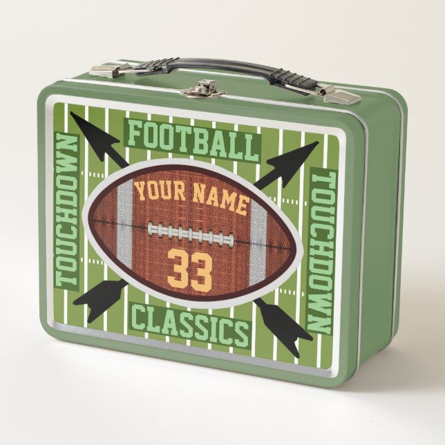 Personalized Football Classics Metal Lunchbox (Front)
