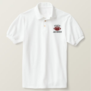 Personalized Football Coach Custom Name Embroidered Polo Shirt