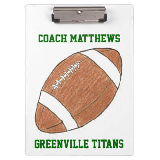 Personalized football coach gift clipboard