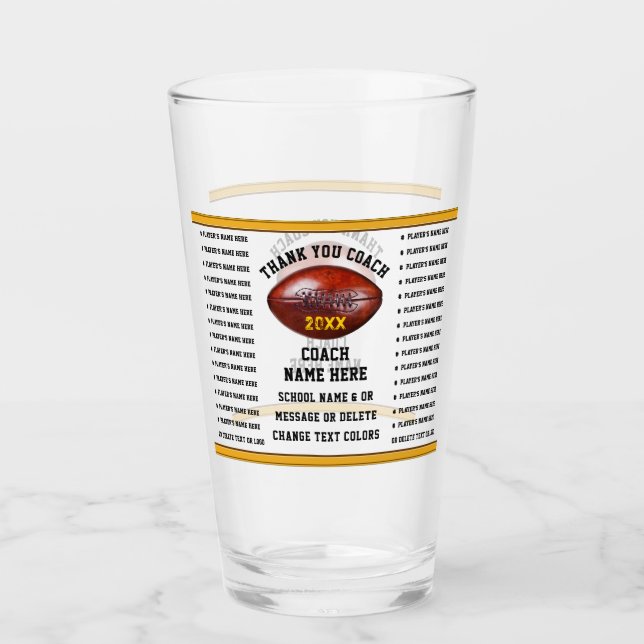 Personalized Football Coach Gifts, Player's Names, Glass (Front)