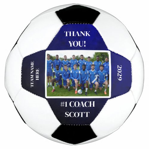 Personalized Football Coach Team Photo Thank You Soccer Ball