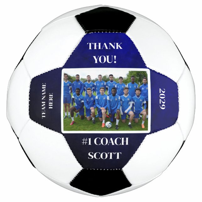 Personalized Football Coach Team Photo Thank You Soccer Ball (Front)