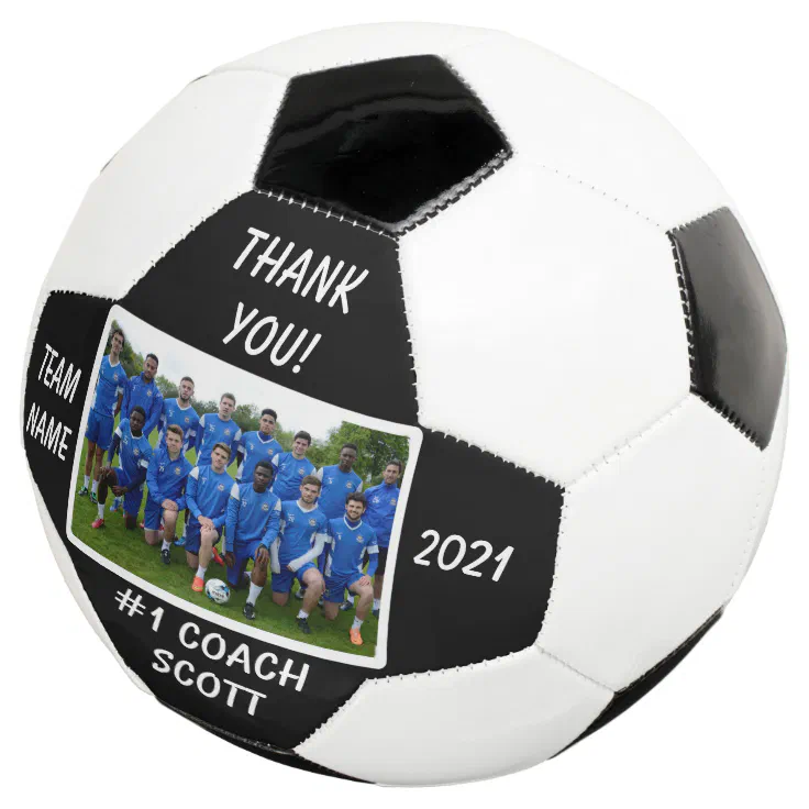 Personalized Football Coach Team Photo Thank You Soccer Ball | Zazzle