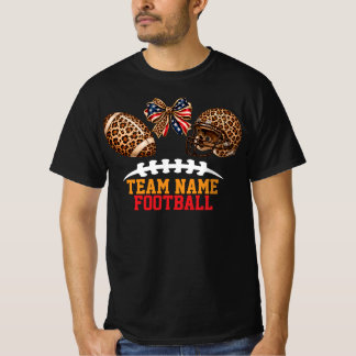 Personalized Football Coquette Leopard Bow   T-Shirt