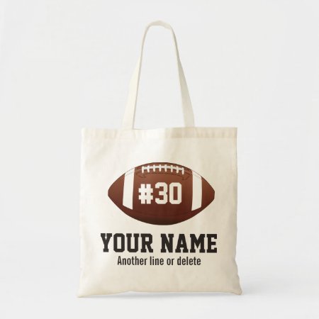 Personalized Football Custom Name Number Tote Bag
