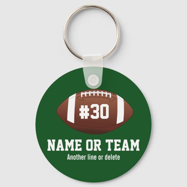 Personalized Football Design Name, Number, Team Keychain (Front)
