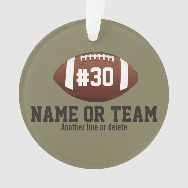 Personalized Football Design Name, Number, Team Ornament (Front)