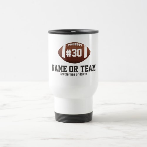 Personalized Football Design Name Number Team Travel Mug