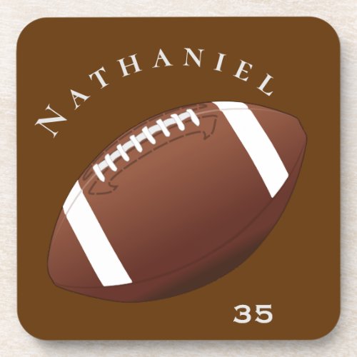 Personalized Football Enthusiasts Photo and Text Beverage Coaster