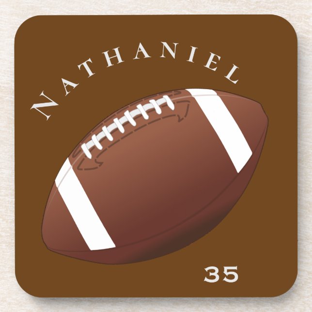 Personalized Football Enthusiasts Photo and Text Beverage Coaster (Front)