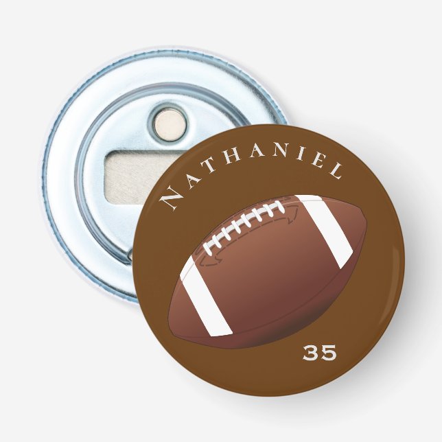Personalized Football Enthusiasts Photo and Text Bottle Opener (Front)