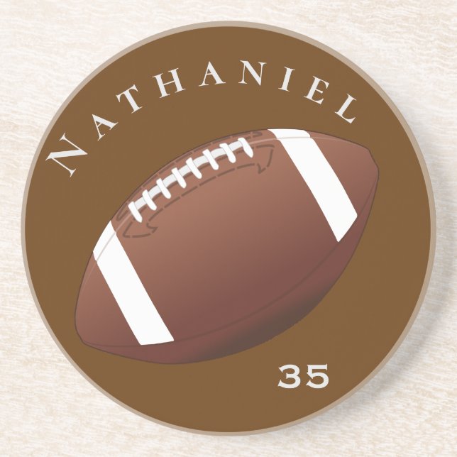 Personalized Football Enthusiasts Photo and Text Coaster (Front)