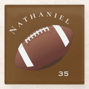 Personalized Football Enthusiasts Photo and Text Glass Coaster