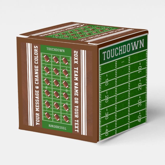Personalized, Football Favor Boxes, Football Field Favor Boxes (Front Side)