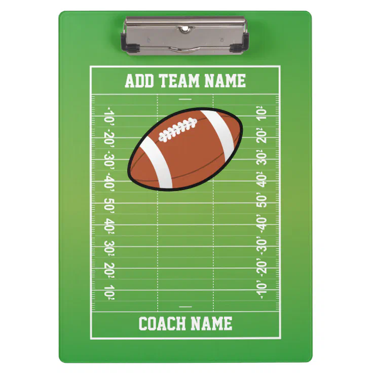 Personalized Football Field Coach Clipboard | Zazzle